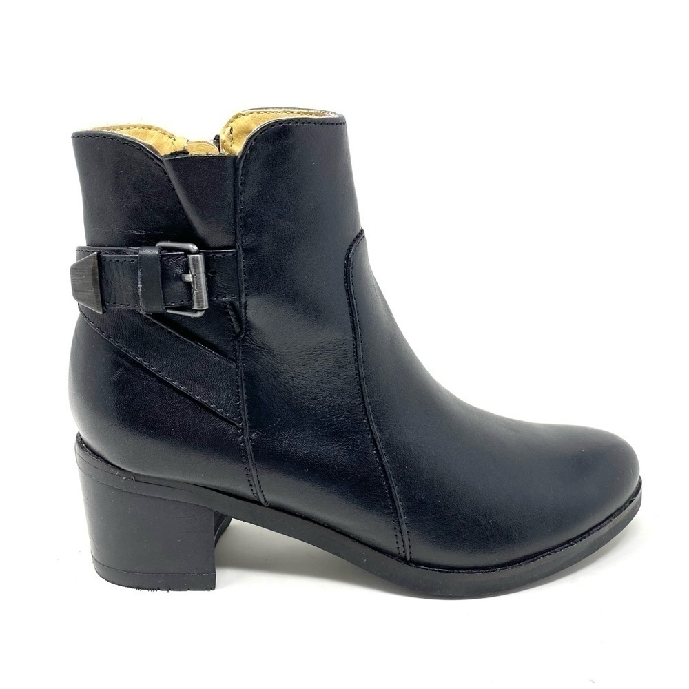 Bussola New York Nevada Black Leather Ankle Boots